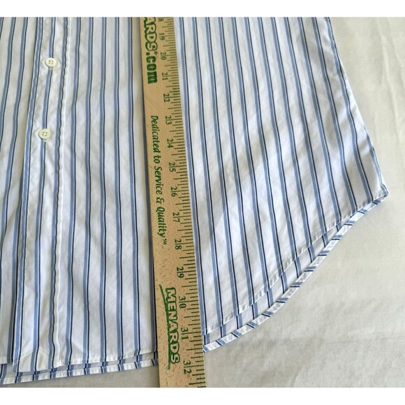 Men's Polo Ralph Lauren Philip Two Ply Cotton 16.5-33 Blue Stripe Dress Shirt - Picture 4 of 8